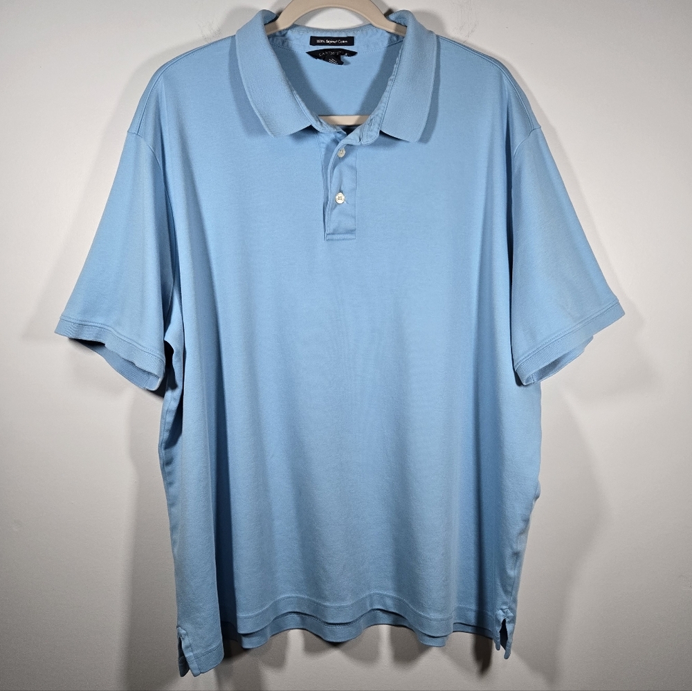 Lands’‎ End Men’s XXL Supima Cotton Polo Shirt Light Blue Classic Casual